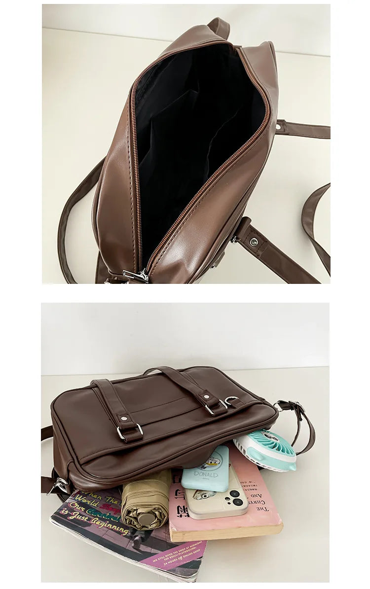 Preppy Style PU Leather Shoulder Bag