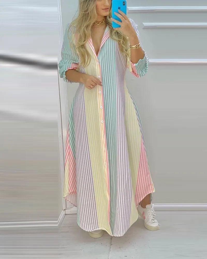 Boho Long Sleeve Printed Maxi Dress