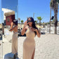 QWEEK 2024 Beach Sexy Knitted Backless See-through Slit Halter Slip Long Dress Holiday Vacation Off Shouder Summer Maxi Dresses