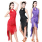 Women Shiny Fringe Halter Neck Dress Roaring Flapper Gatsby Latin Dance Sexy Sparkly Sequins Bodycon Dress