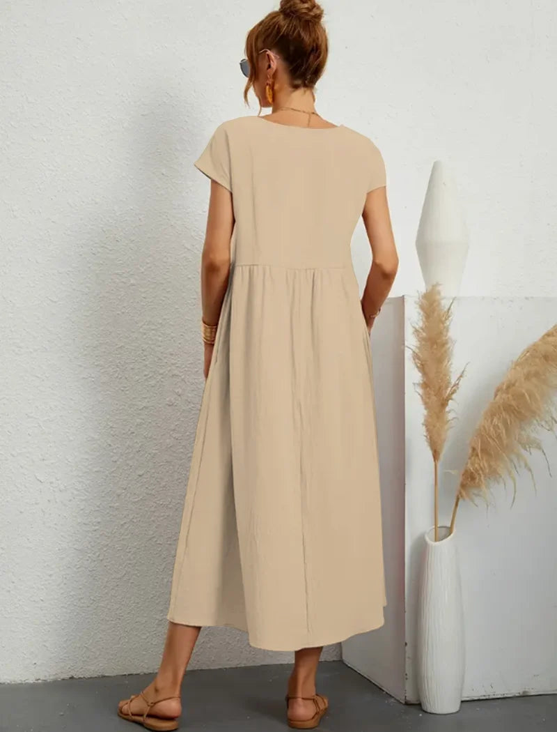 Elegant Solid Color Summer Dress