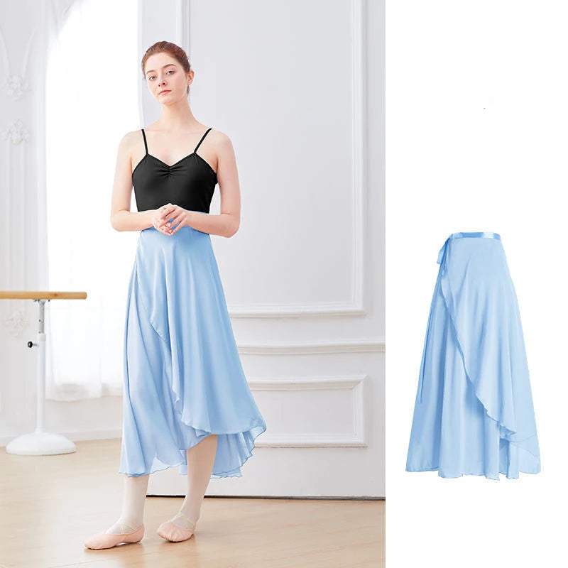 Chiffon Ballet Tutu Skirt Wrap Dance Gymnastics Lyrical Long