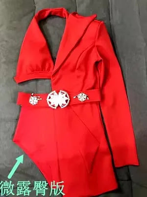 Fashion Red White Black 4-Piece Dance Suit