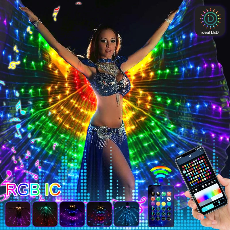 LED Belly Dance Wings with Telescopic Sticks