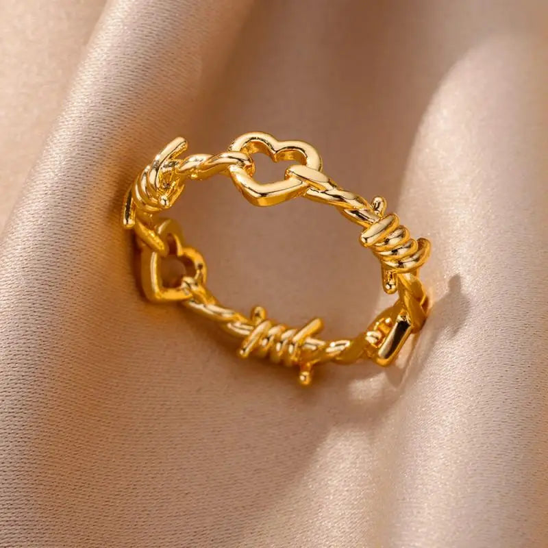 Gold Stainless Steel Heart Ring