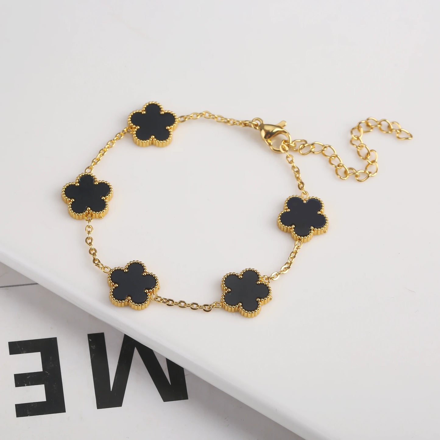 Gold-Plated Stainless Steel Adjustable Flower Bracelet