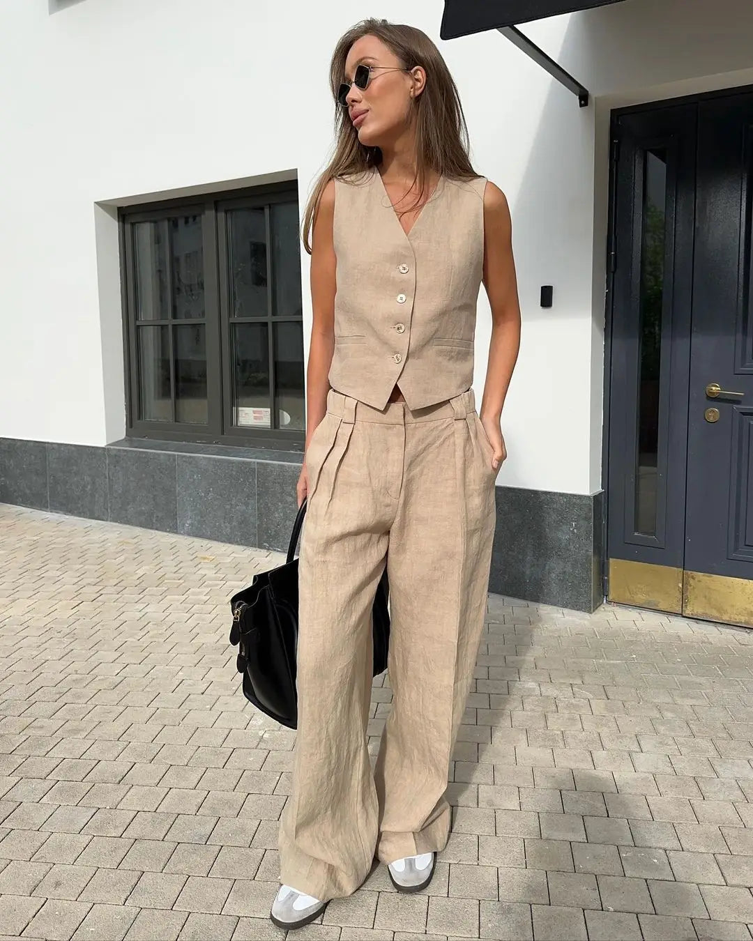 Chic Linen Cotton Two-Piece Suit