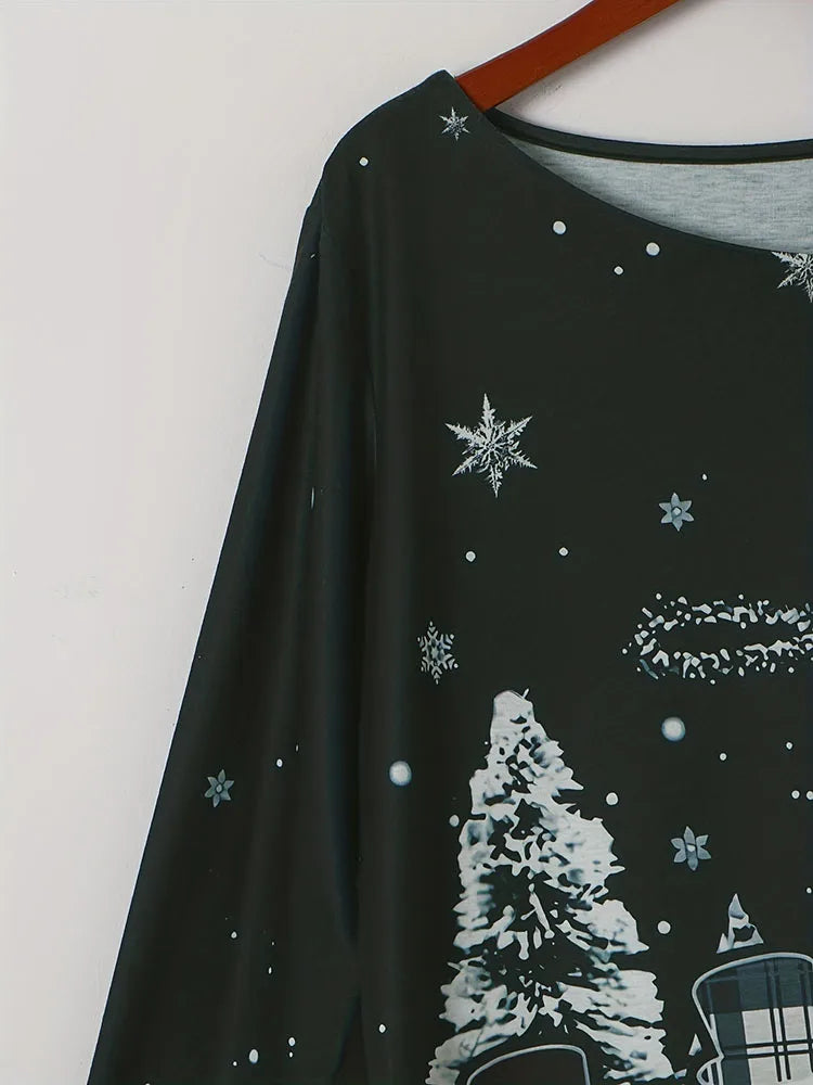 Casual Christmas Printed Long Sleeve T-Shirt