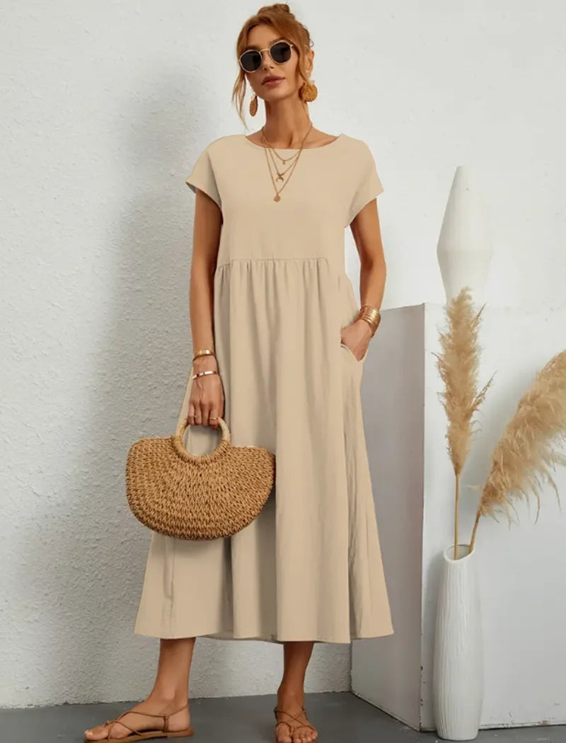 Elegant Solid Color Summer Dress