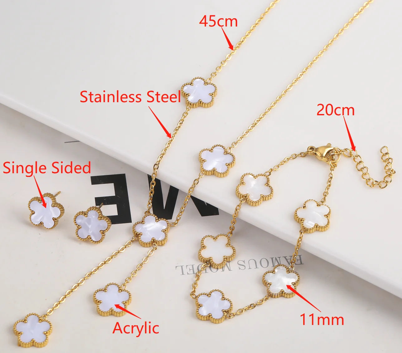 Gold-Plated Stainless Steel Adjustable Flower Bracelet