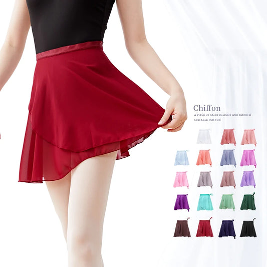 Women Ballet Skirts Lace-up Chiffon Skirts Dance Skirts Adults Girls Leotards Skirt Ballet Practice Dancing Miniskirts Tutu