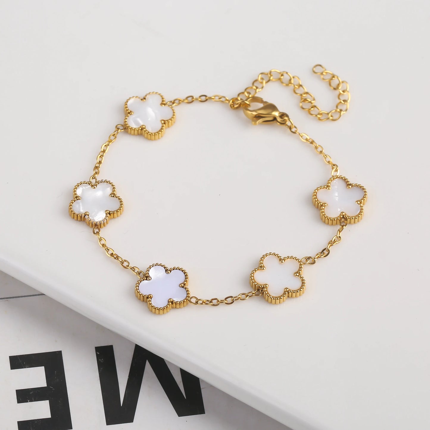 Gold-Plated Stainless Steel Adjustable Flower Bracelet