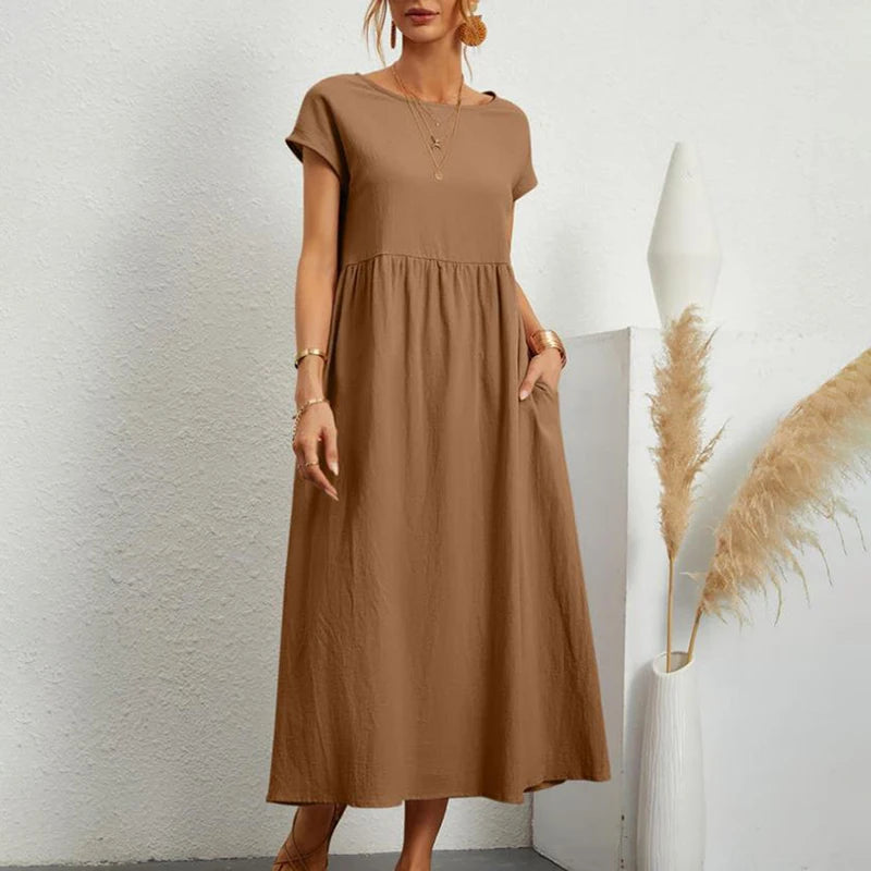 Elegant Solid Color Summer Dress