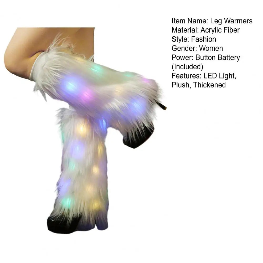 Winter Leg Warmers Warm Comfortable Leg Warmers Led Light Furry Leg Warmers Stylish Imitation Fur Boot Covers for Women Plush