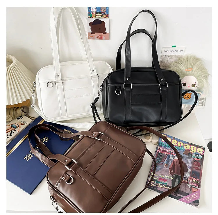 Preppy Style PU Leather Shoulder Bag