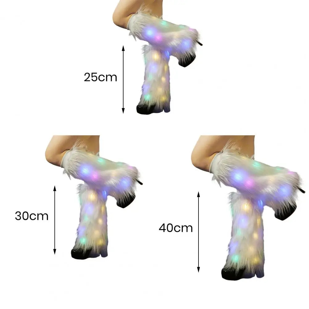 Winter Leg Warmers Warm Comfortable Leg Warmers Led Light Furry Leg Warmers Stylish Imitation Fur Boot Covers for Women Plush