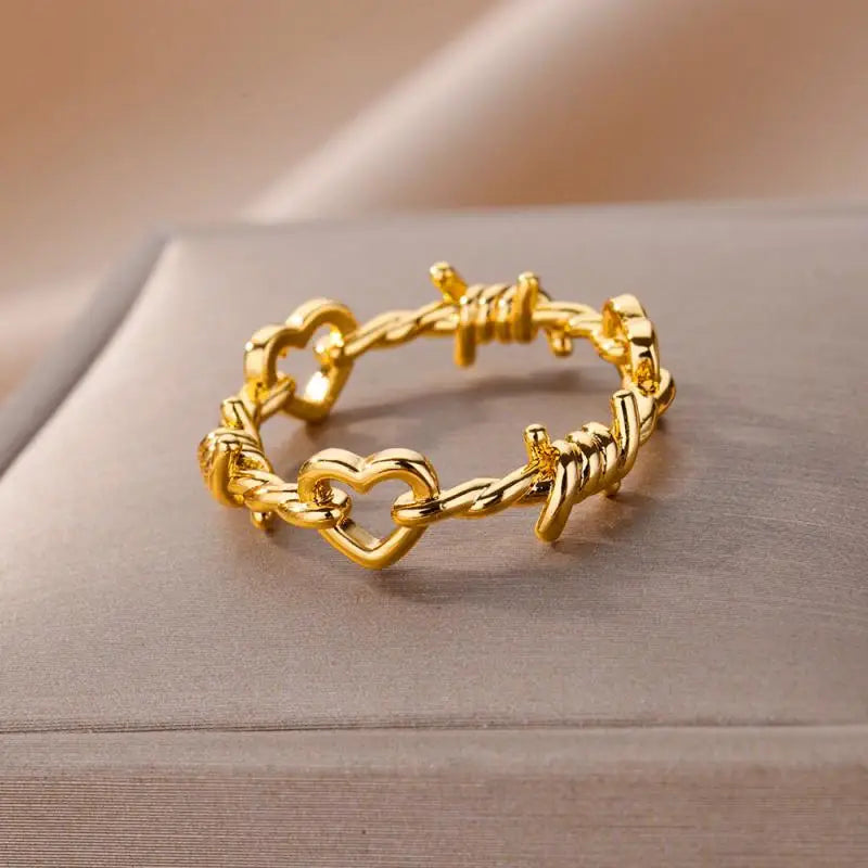 Gold Stainless Steel Heart Ring