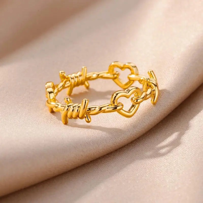 Gold Stainless Steel Heart Ring