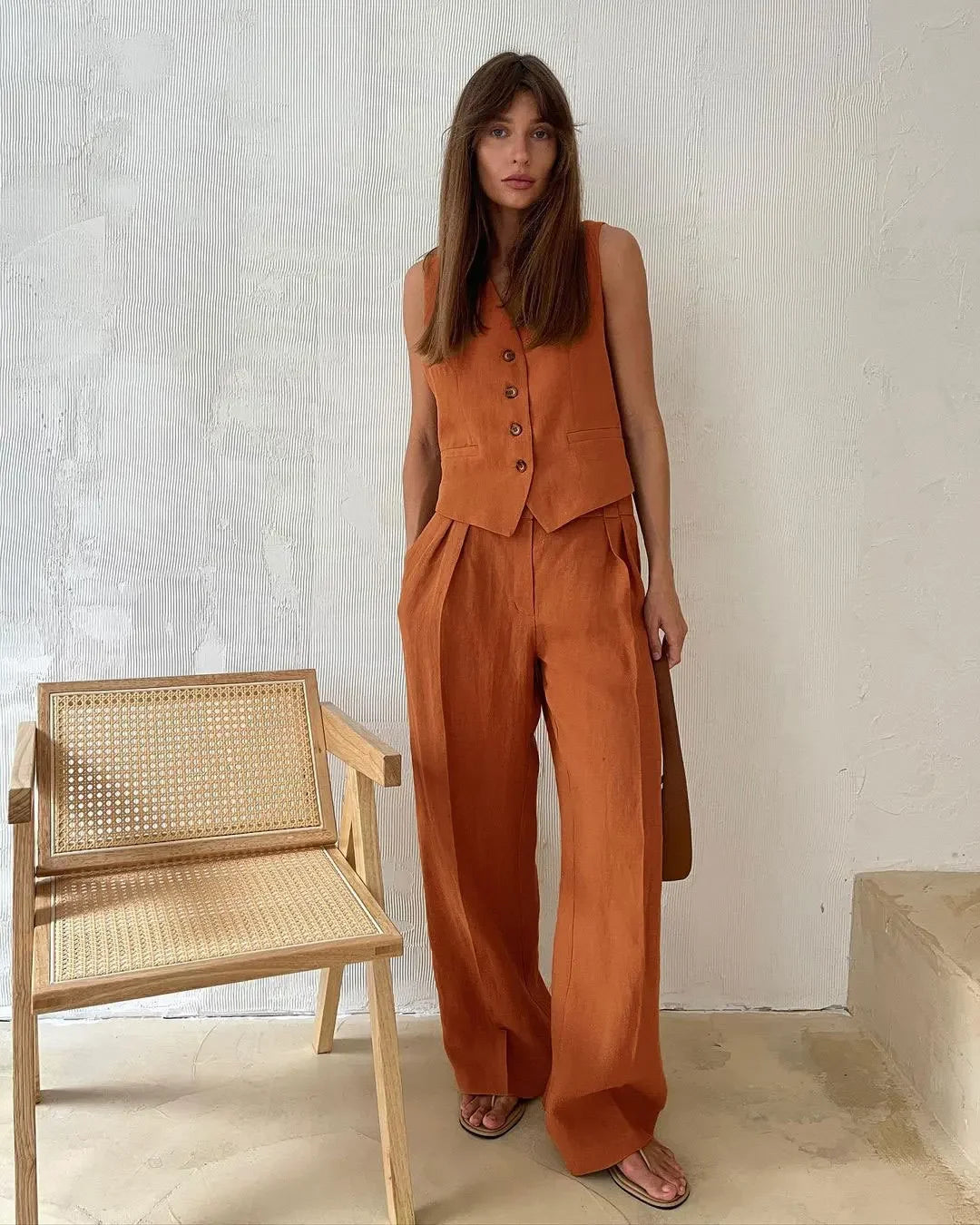 Chic Linen Cotton Two-Piece Suit