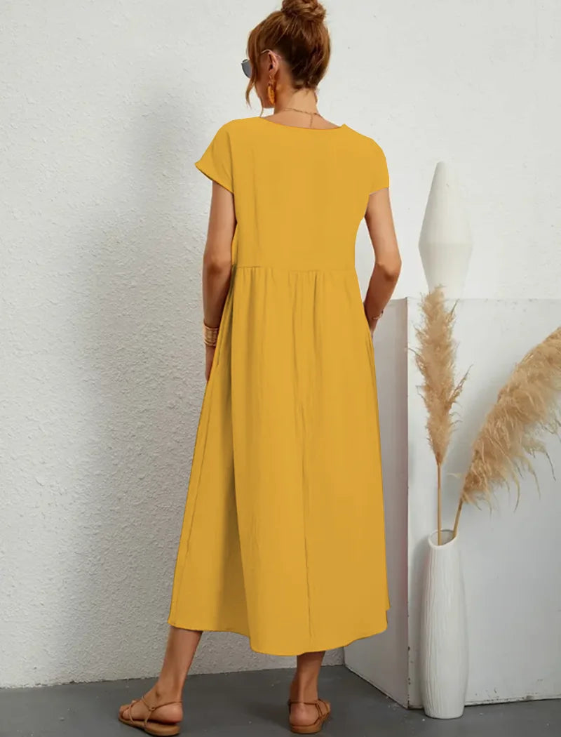 Elegant Solid Color Summer Dress