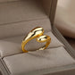 Gold Stainless Steel Heart Ring