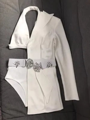 Fashion Red White Black 4-Piece Dance Suit