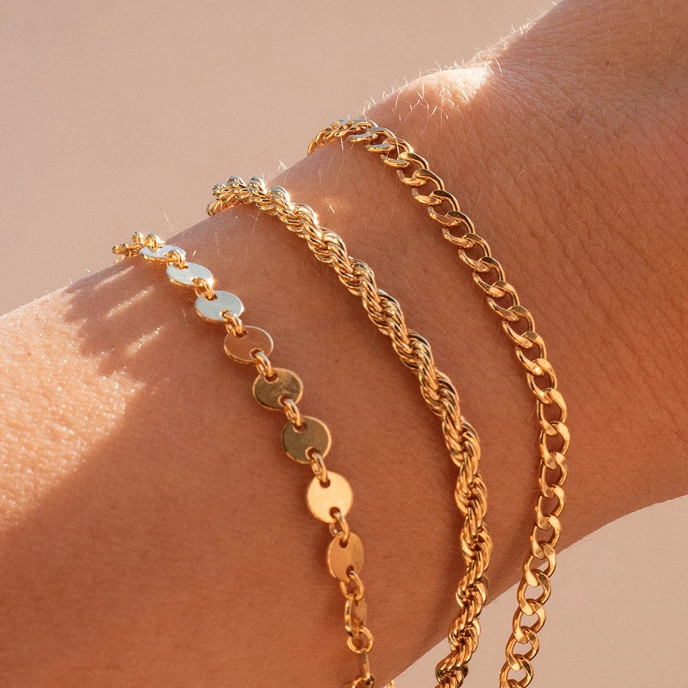 Trendy Stainless Steel Snake Chain Bracelets