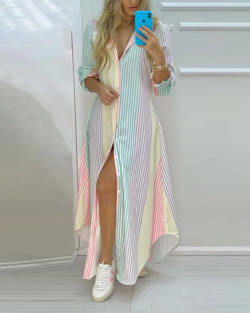 Boho Long Sleeve Printed Maxi Dress