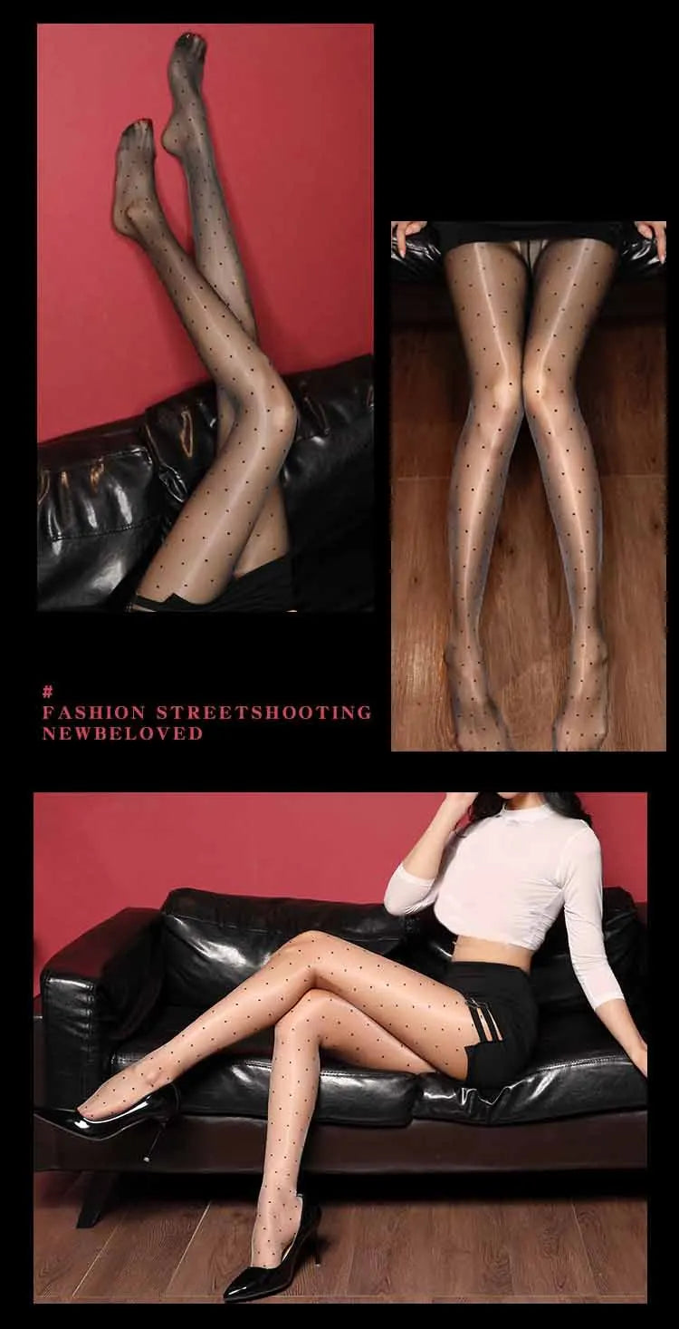 Aurora Series Open-Crotch Polka Dot Transparent Tights