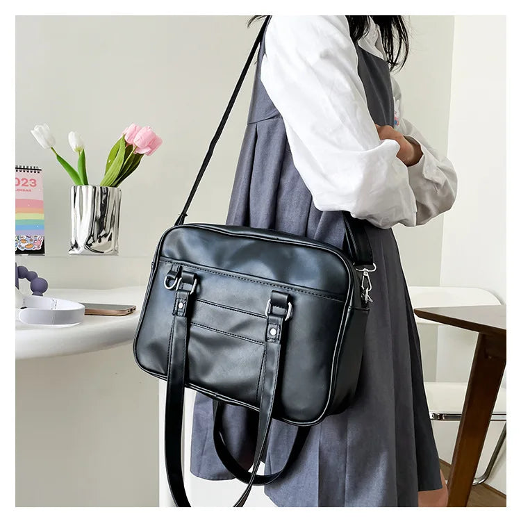 Preppy Style PU Leather Shoulder Bag