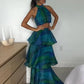 Printed Halter Top & Ruffles Half Skirt Set Fashion Crop Pullover And Long Skirts Suit 2024 Spring Summer Holiday Dress Bohe