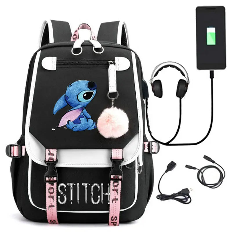 Disney Stitch Backpack with USB Charging