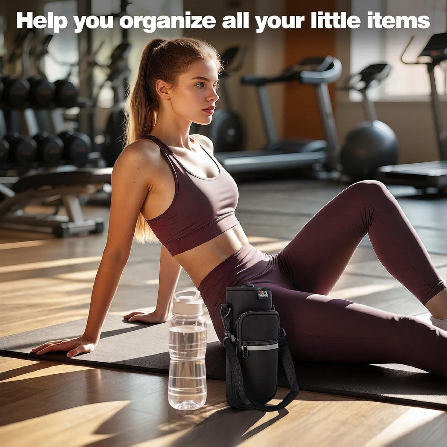 Water Bottle Carrier Bag,25Oz/40Oz/64Oz Bottle Pouch Holder,Adjustable Shoulder Hand Strap 2 Pocket Sling Neoprene Sleeve Sports Accessories for Hiking Travelling Camping