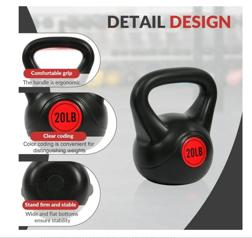 Balancefrom Wide Grip Kettlebell Exercise Fitness Weight Set, 4-Pieces: 5Lb, 10Lb, 15Lb and 20Lb Kettlebells