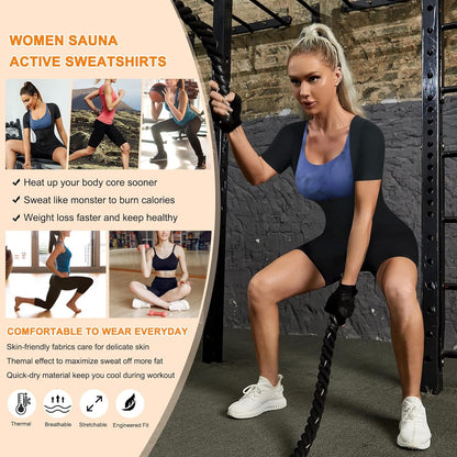 Women Sauna Sweat Suits Weight Loss Workout Vest Waist Trainer Shirt Shapewear