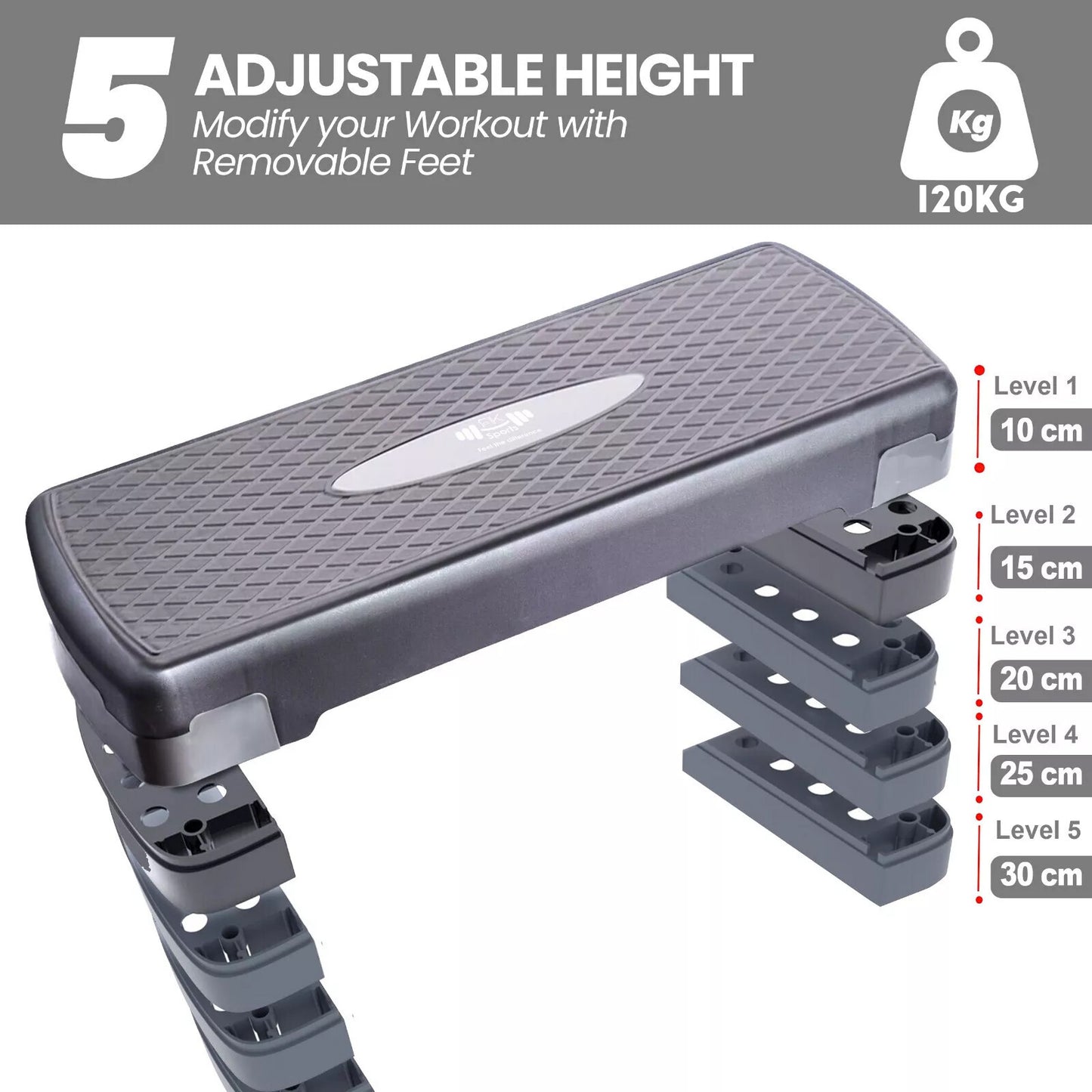 Aerobic Stepper Adjustable Height 2-3-5 Levels Exercise Stepper for Home Yoga