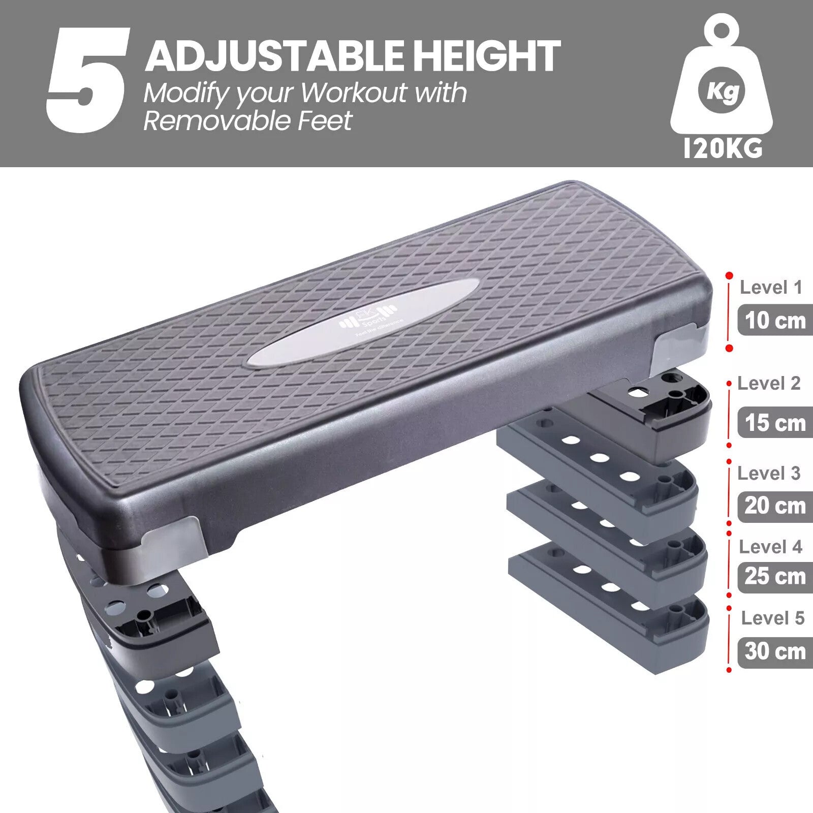 Aerobic Stepper Adjustable Height 2-3-5 Levels Exercise Stepper for Home Yoga