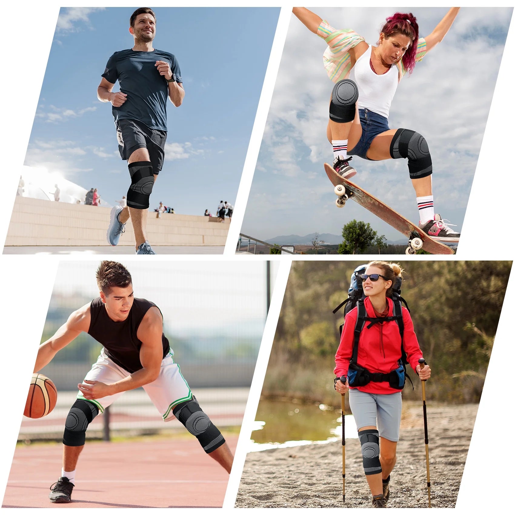 Huryfox 2 Pack Knee Brace, 1 Pair Compression Knee Sleeves for Women & Men, Breathable Joint Pain Relief Knee Support (Gray XXL)