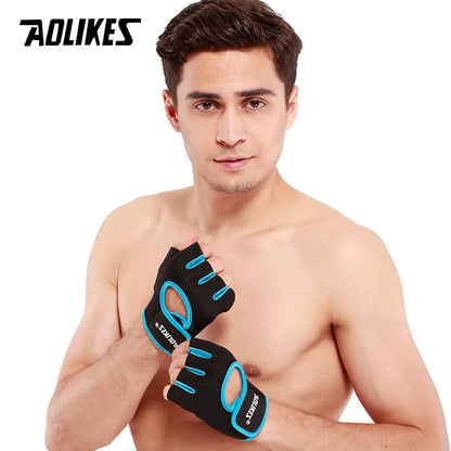 AOLIKES 1 Pair Men Women Gym Half Finger Sports Fitness Exercise Training Wrist Gloves Anti-Slip Resistance Weightlifting Gloves