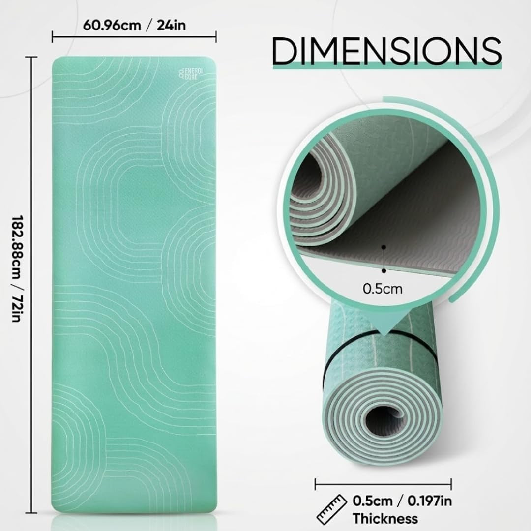 TPE Yoga Mat (72" X 24" X 5Mm) - Cruise Color Non-Slip Workout Mat with Alignment Lines for Women & Men - Durable, Eco-Friendly, Latex-Free Exercise Mat for Home, Pilates & Fitness by