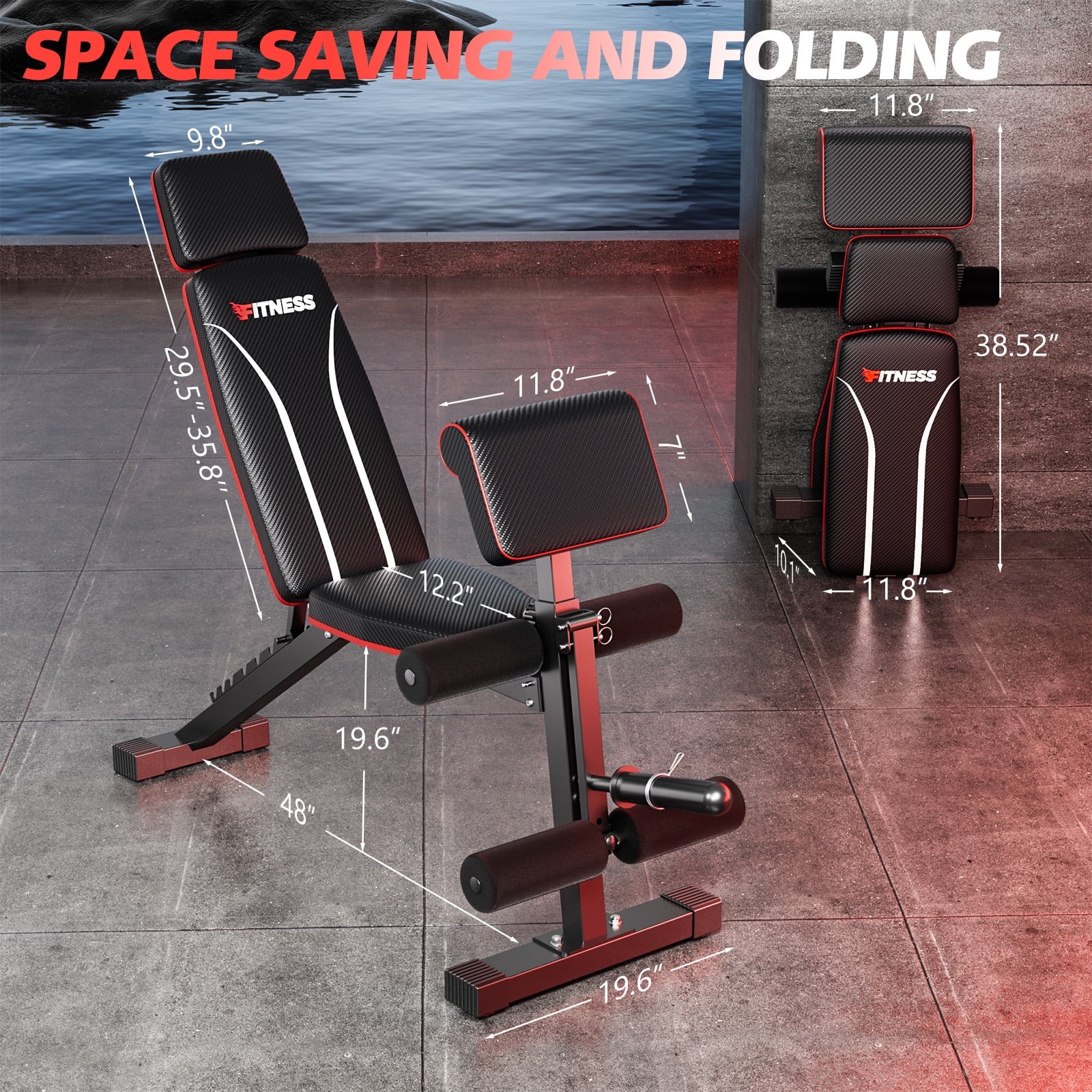 GIKPAL 7 Positions Adjustable Weight Bench with Extended Headrest & Preacher Curl,Foldable Workout Bench Olympic Weight Bench for Home Gym Full Body Strength Training,Support up to 800Lbs