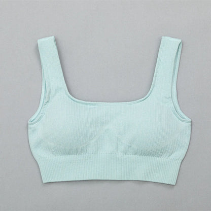 Women's Seamless Yoga Set - Athletic Workout Clothes with Long Sleeve Crop Top and Leggings