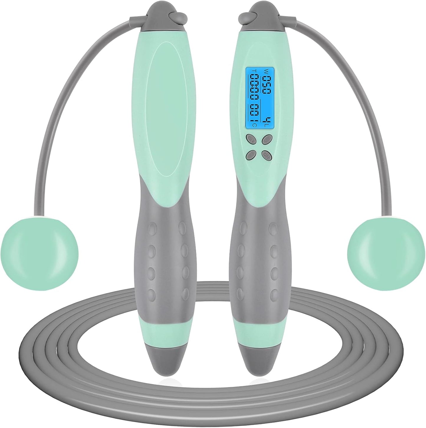 Jump Rope, Digital Weighted Handle Workout Jumping Rope with Calorie Counter for Fitness Exercise Boxing, Cordless Skipping Rope for Adults, Men, Women, Kids, Girls