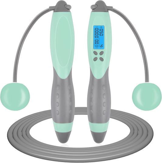 Jump Rope, Digital Weighted Handle Workout Jumping Rope with Calorie Counter for Fitness Exercise Boxing, Cordless Skipping Rope for Adults, Men, Women, Kids, Girls