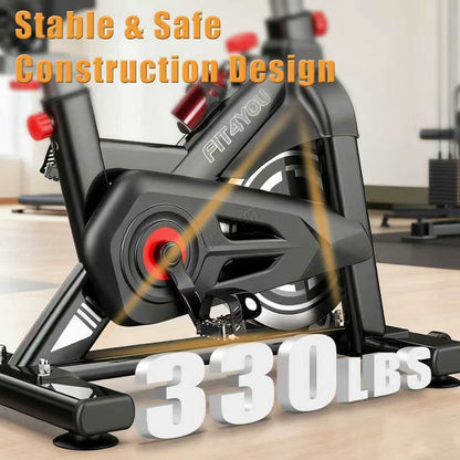 Exercise Bike Indoor Cycling Home Gym Workout Cardio Fitness LCD Monitor Black