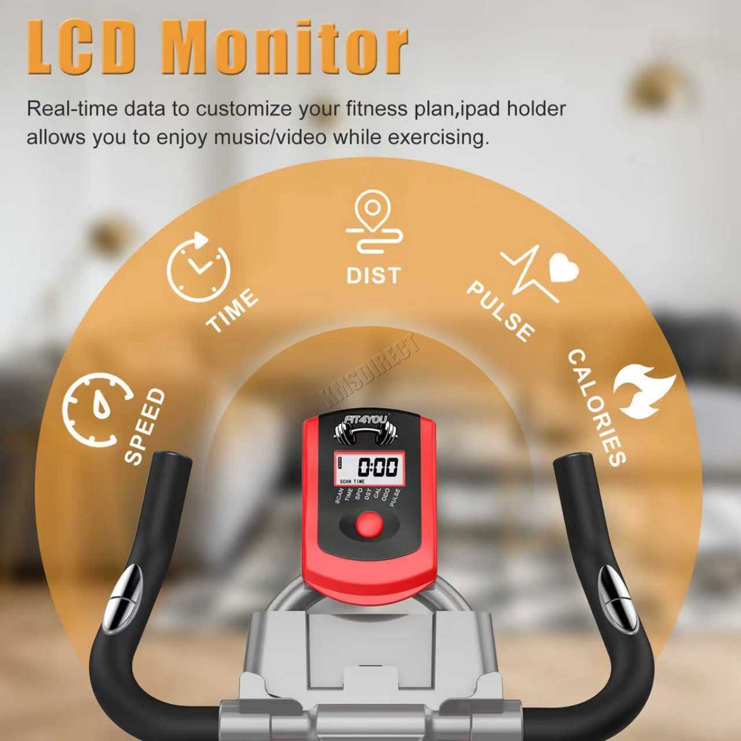 Exercise Bike Indoor Cycling Home Gym Workout Cardio Fitness LCD Monitor Black