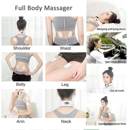 Electric Cervical Pulse Neck Massager Muscle Relax Massage Magnetic Therapy