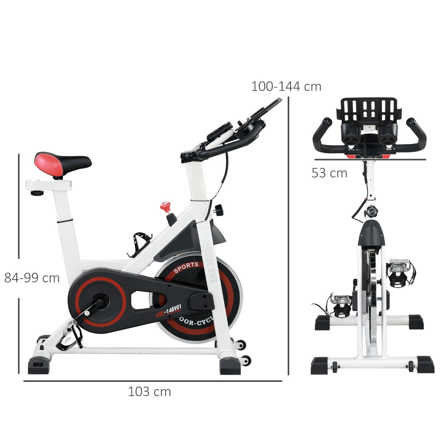 8Kg Flywheel Exercise Bike Adjustable Fitness Cycle Trainer, White