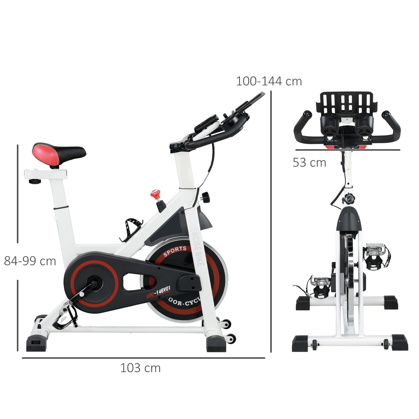 8Kg Flywheel Exercise Bike Adjustable Fitness Cycle Trainer, White