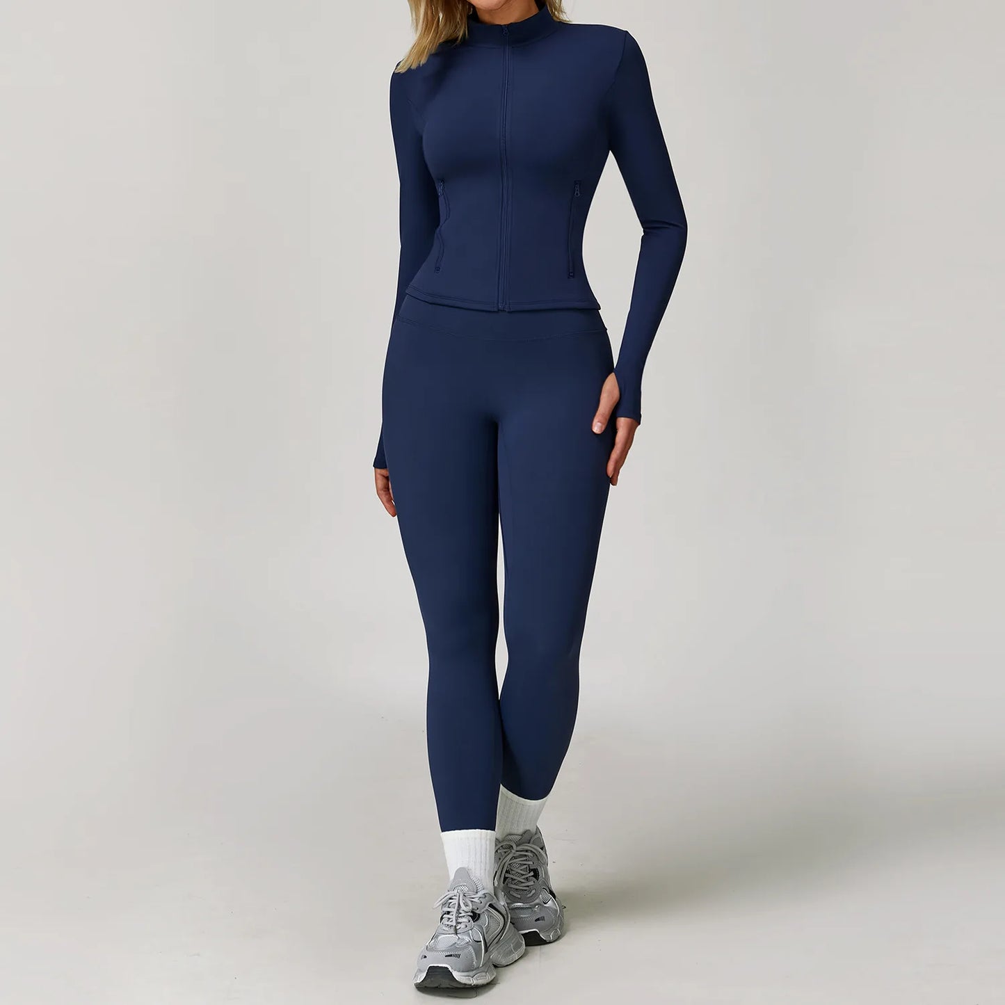 Women's 2/3 Piece Yoga Suit and Gym Set - Long Sleeve Sports Bra and Athletic Wear for Running and Workouts